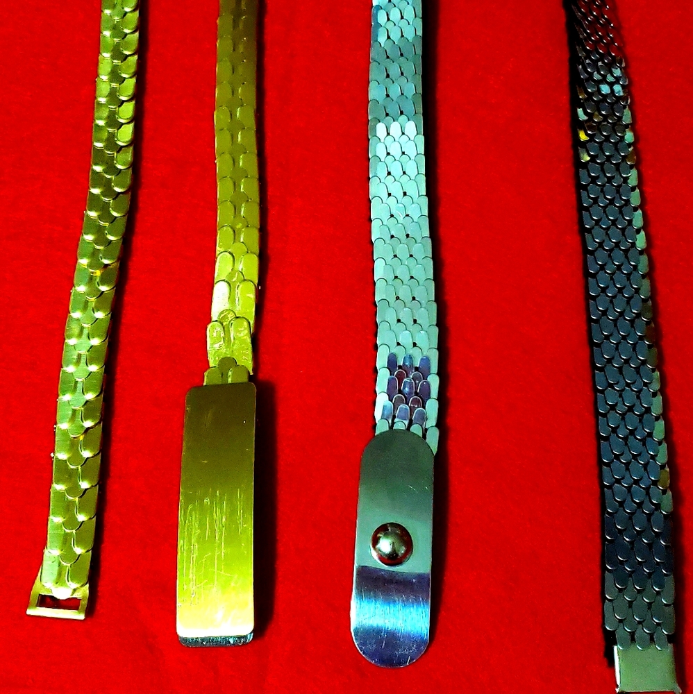 Vintage Lot of Two Snake Scale Stretch Belts.